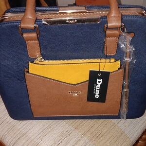 Dune London Navy and Tan Satchel Bag